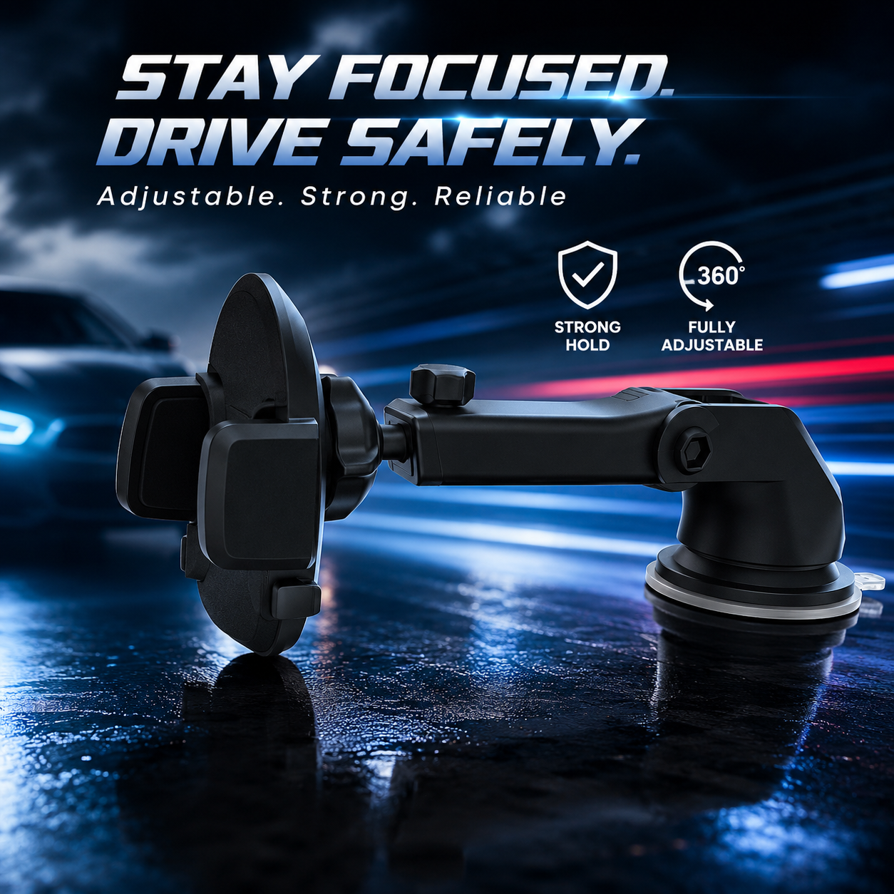 VoltTech Telescopic Car Phone Holder – Hands-Free Driving
